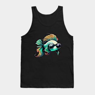 COOL BETTA FISH WITH SUNGLASSES Tank Top